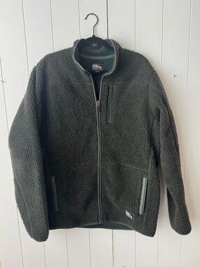 Eddie Bauer Men's Chilali Faux Shearling Fleece Jacket Tall Large Green Full Zip